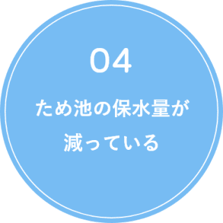 ため池の保水量が減っている